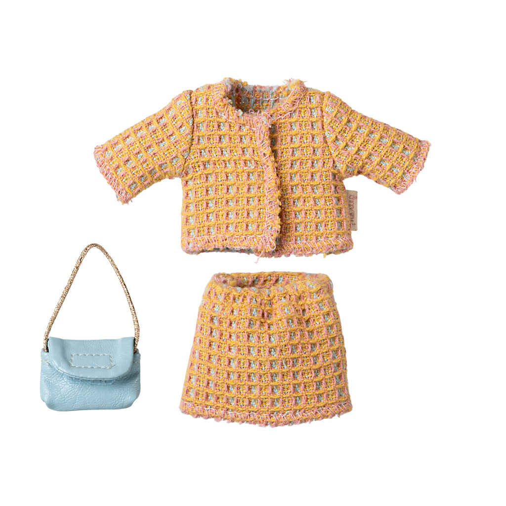 Maileg tweed suit and handbag set for Mum Mouse, stylish dollhouse wardrobe – shop in the UK