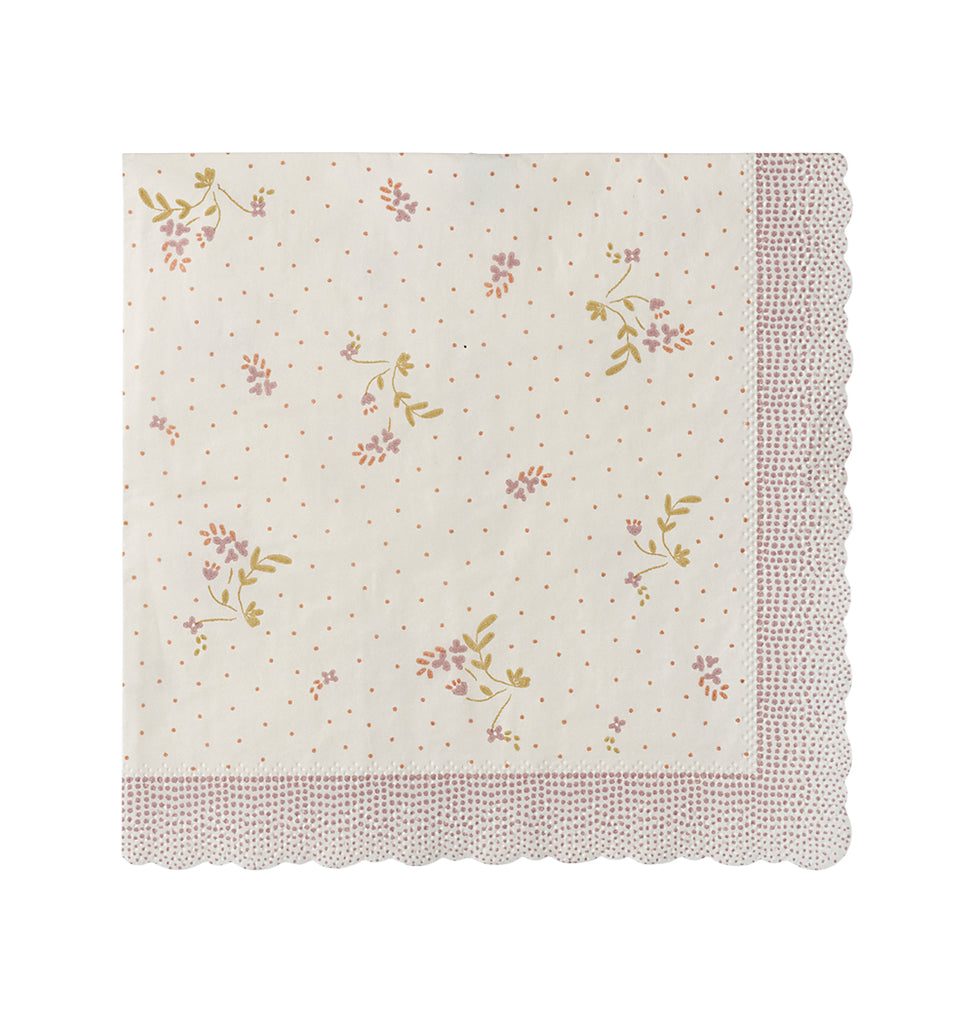 Maileg bae rose floral paper napkin with a delicate vintage-inspired flower pattern