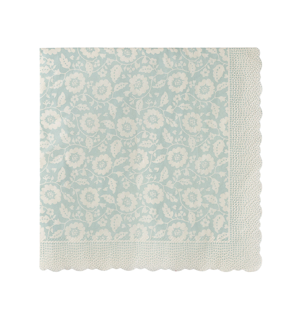 Maileg mint floral paper napkin with a delicate vintage-inspired flower pattern