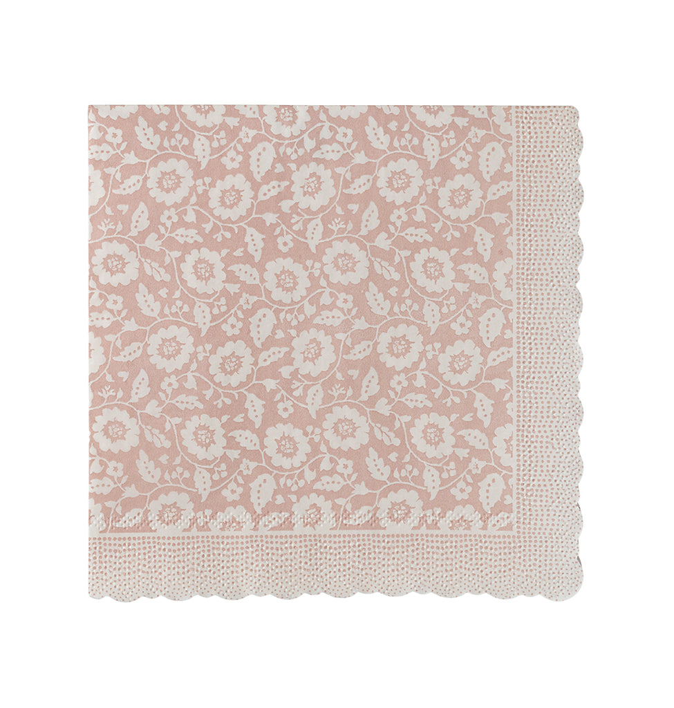 Maileg powder floral paper napkin with a delicate vintage-inspired flower pattern