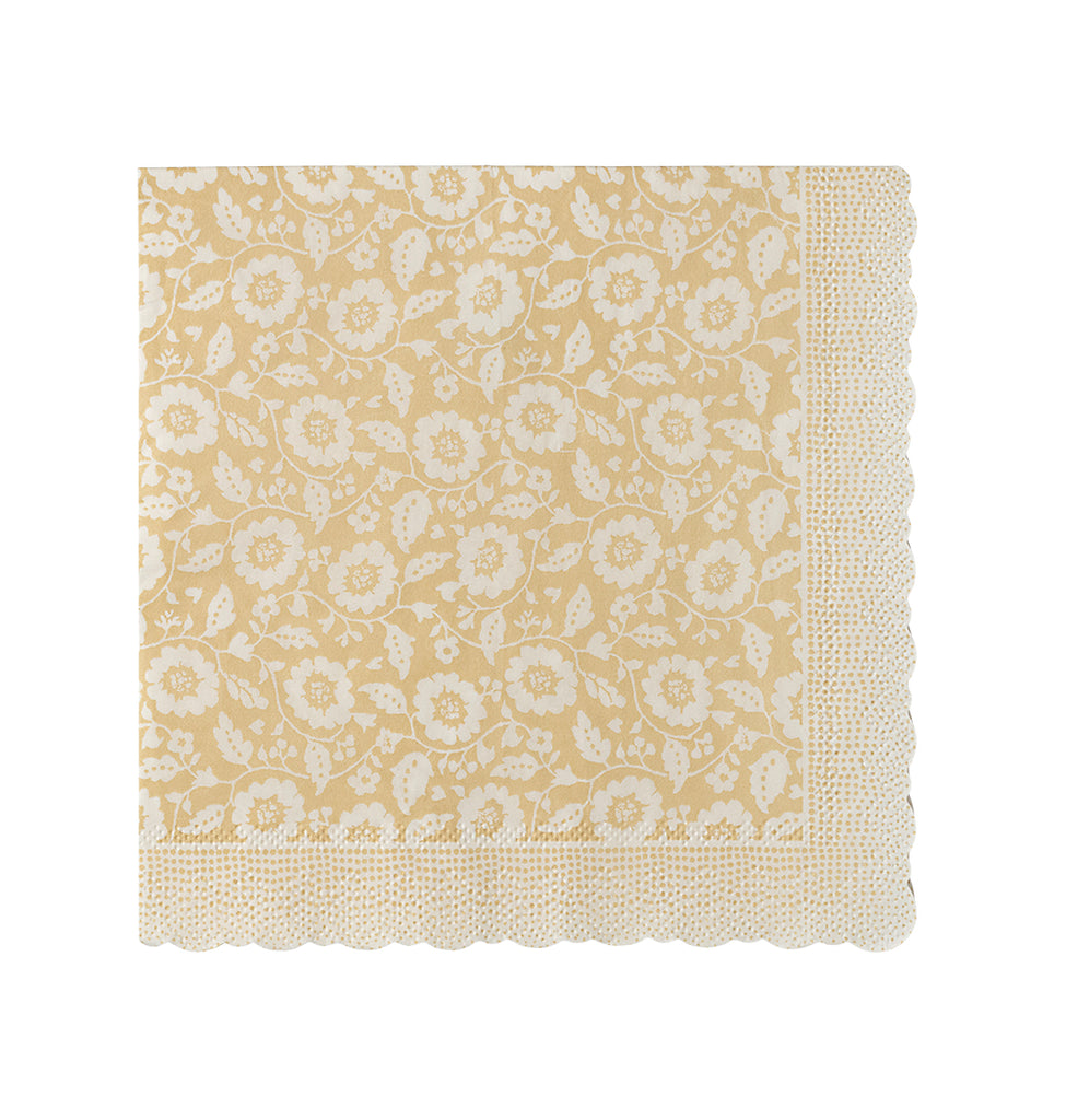 Maileg yellow floral paper napkin with a delicate vintage-inspired flower pattern