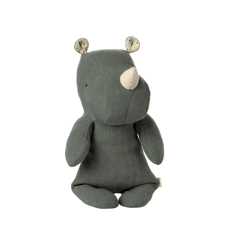 Maileg safari friends small rhino in pine green, made with durable fabric and charming details